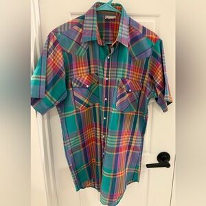 Vintage Western Saddlebrook Plaid Men's Shirt Size Medium